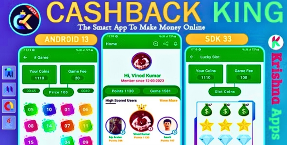 CashBack King – Web Visit, App Install, Captcha Game, Casino Betting Earning App With Admin Panel