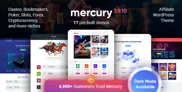 Mercury - Affiliate WordPress Theme Casino, Gambling & Other Niches, Reviews & News