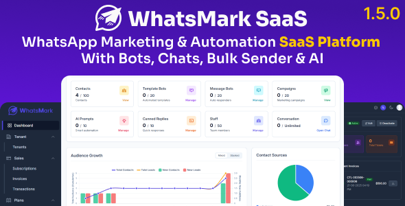 WhatsMarkSaaS - WhatsApp Marketing & Automation SaaS Platform with Bots, Chats, Bulk Sender & AI